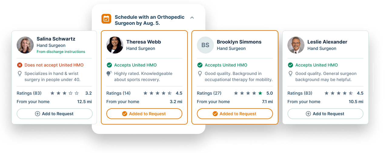 Vital AccessAdvisor scheduling cards on mobile phone app