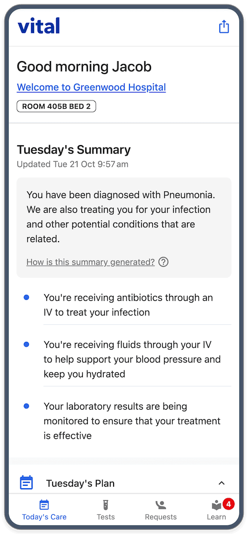 Vital Inpatient on mobile phone app