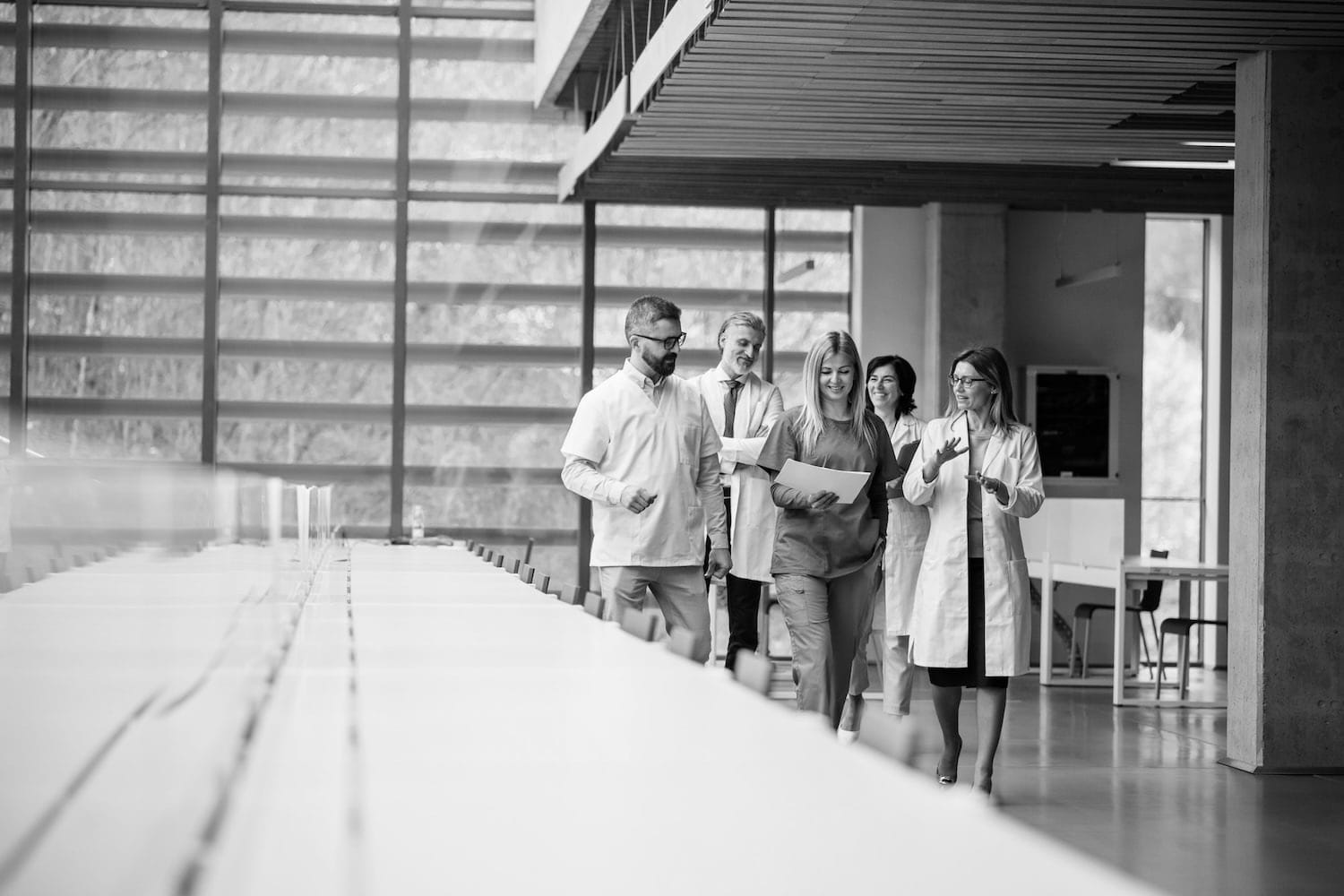 Doctors and nurses walking