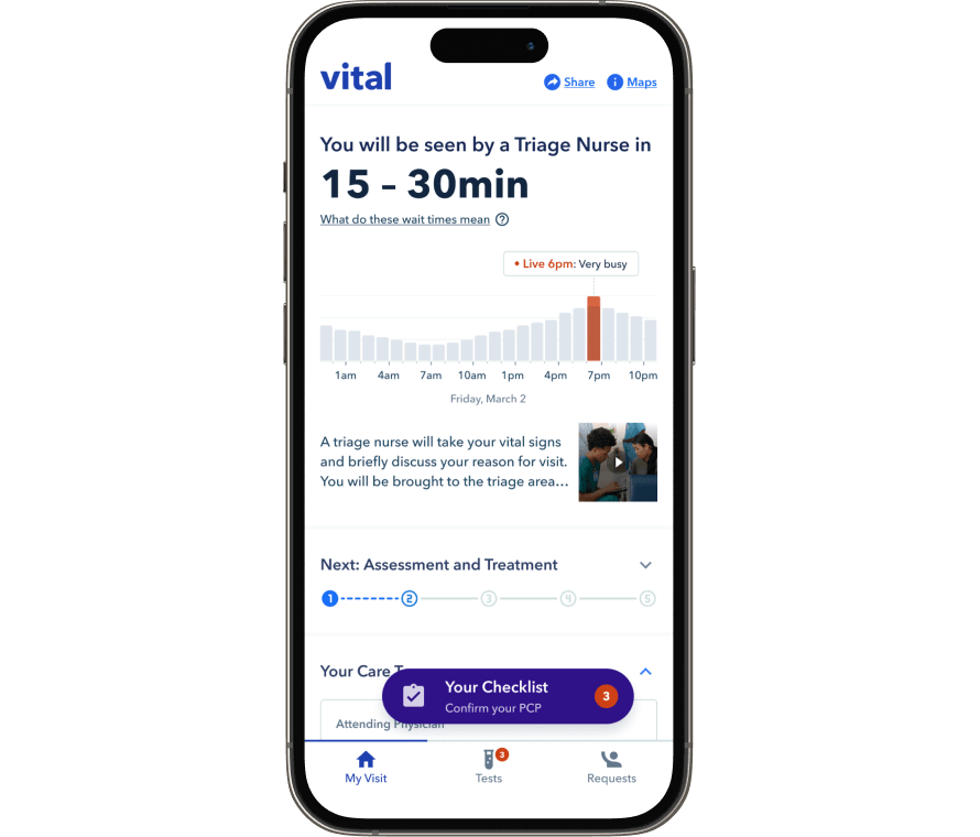 Vital app on mobile phone