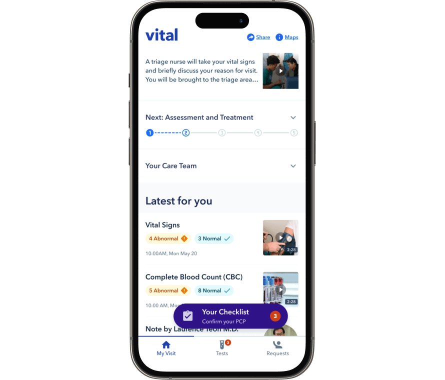 Vital app on mobile phone