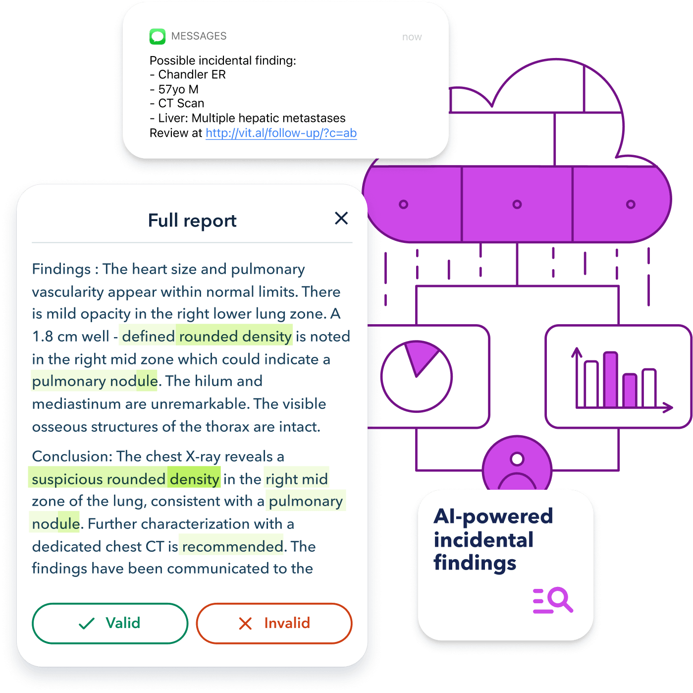 Illustration of AI analyzing a medical report