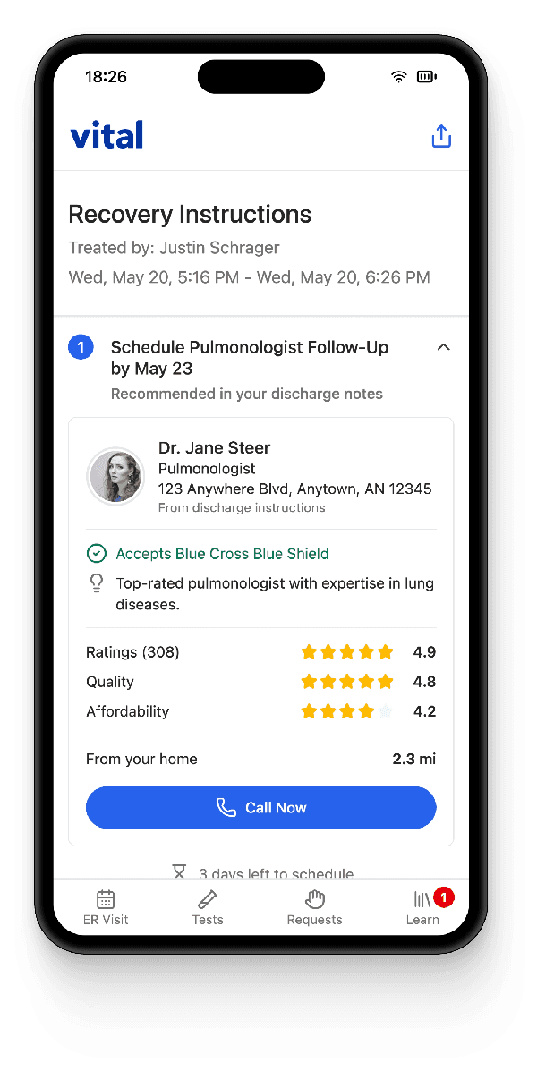 Vital Access on mobile phone app
