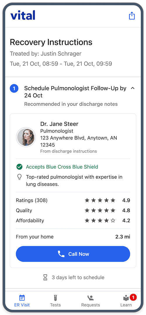 Vital Access on mobile phone app