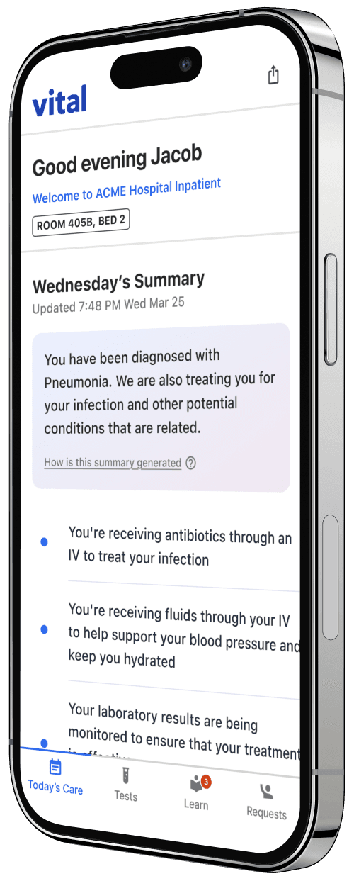 Vital Inpatient displayed on an iPhone