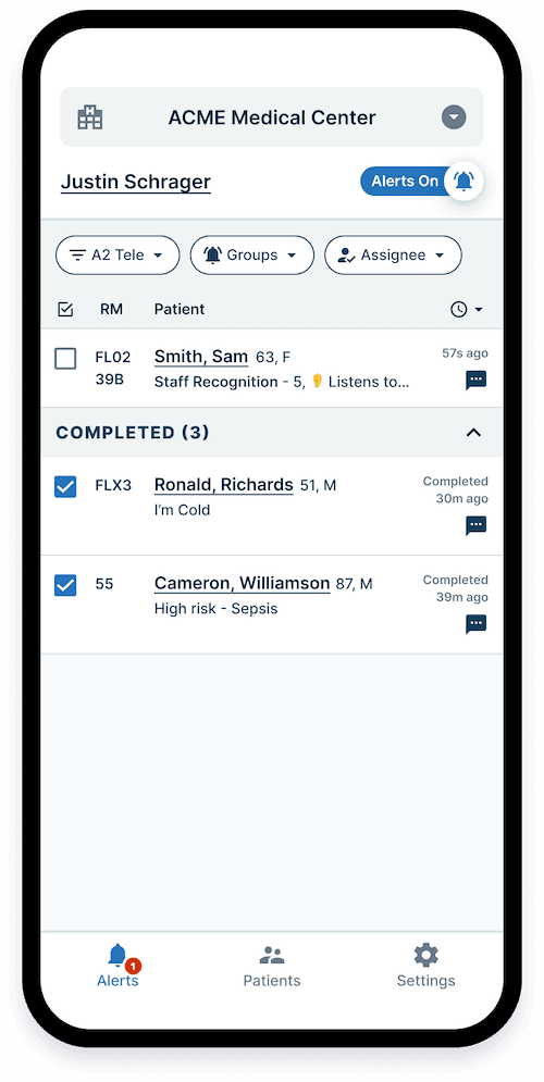 Vital Care Team on mobile phone app