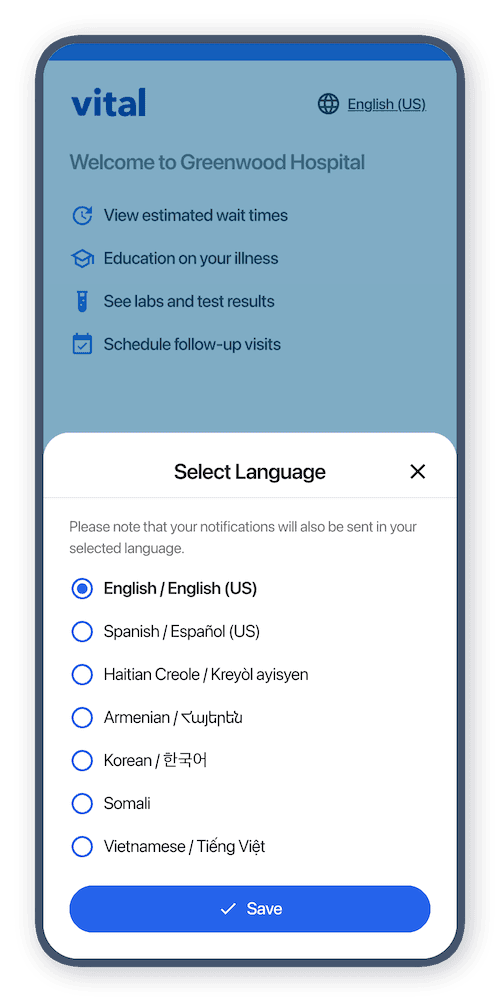 Vital Urgent Care on mobile phone
