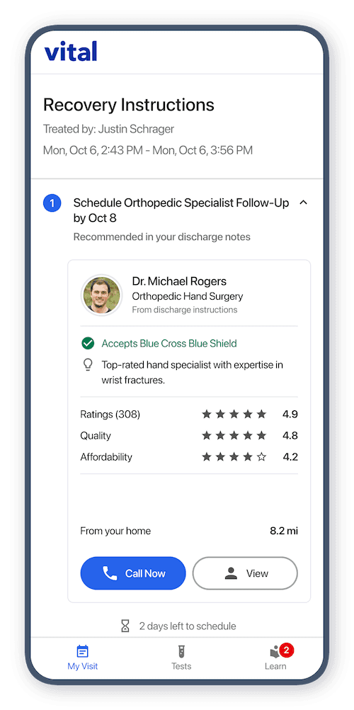 Vital Urgent Care on mobile phone