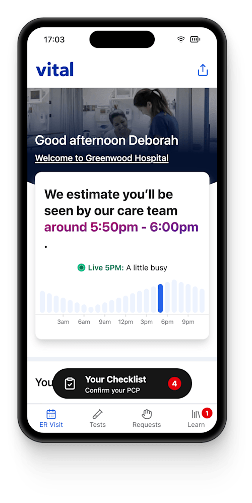 Vital app on mobile phone