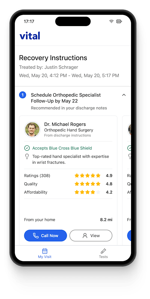 Vital app on mobile phone