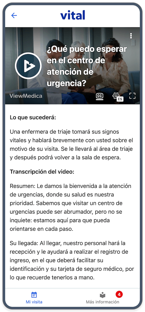 Vital app on mobile phone