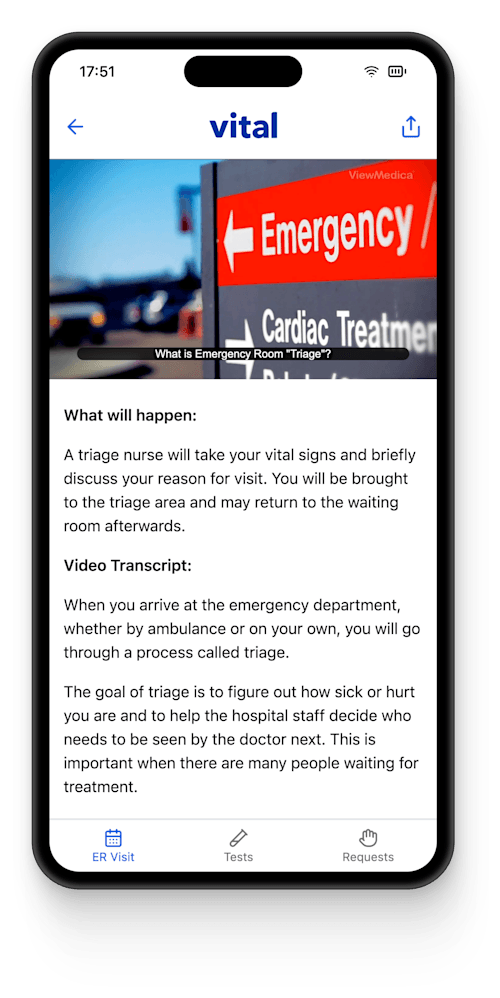 Vital app on mobile phone