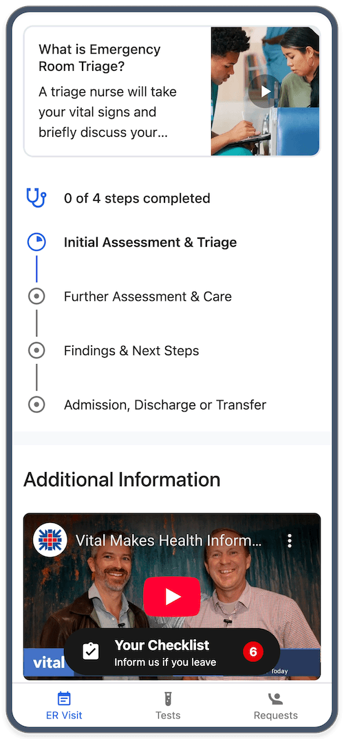 Vital app on mobile phone