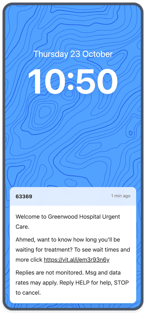 Vital app on mobile phone
