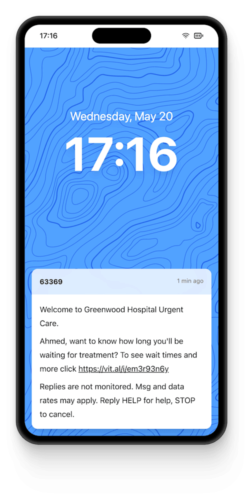 Vital app on mobile phone