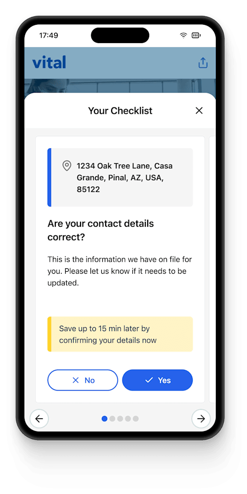Vital app on mobile phone