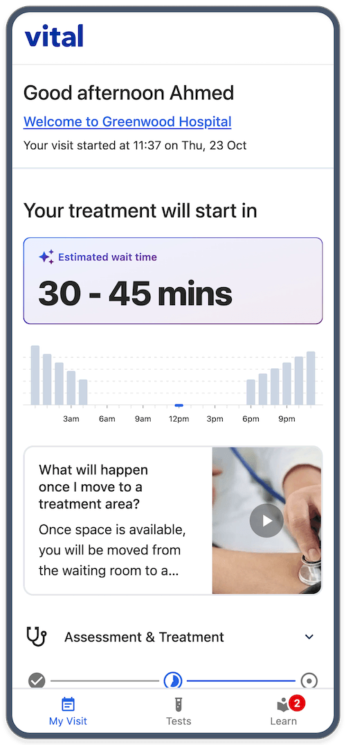 Vital app on mobile phone