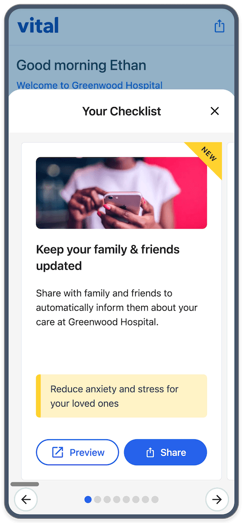 Vital app on mobile phone