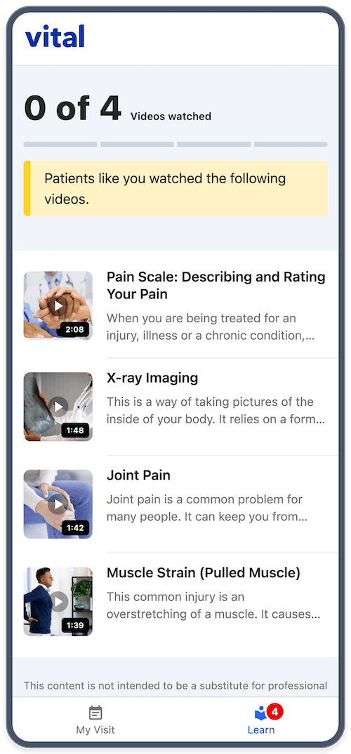 Vital app on mobile phone