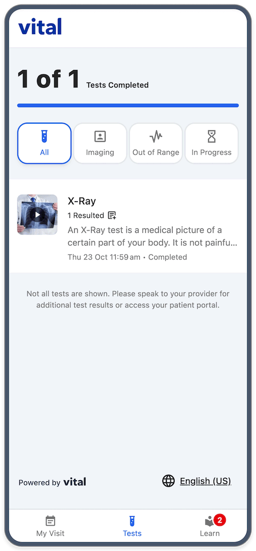 Vital app on mobile phone