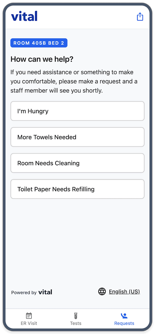 Vital app on mobile phone