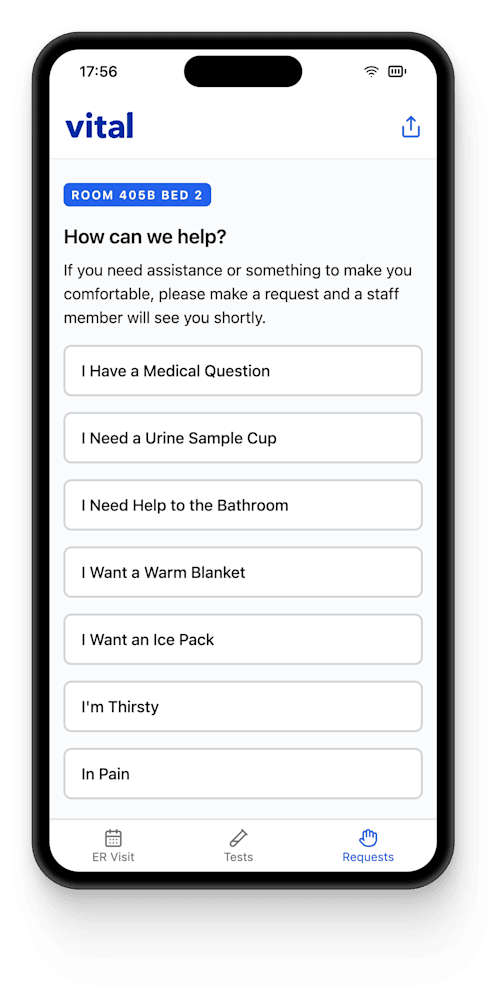 Vital app on mobile phone