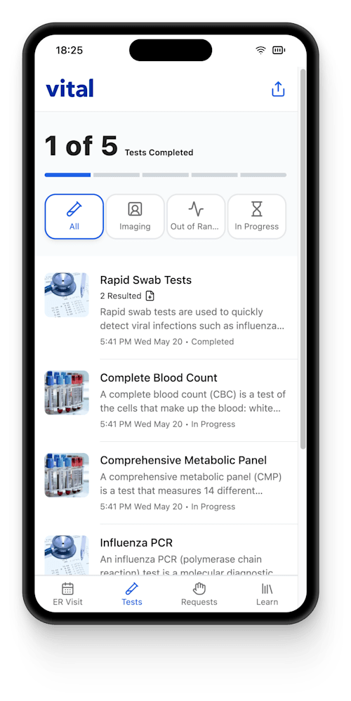 Vital app on mobile phone