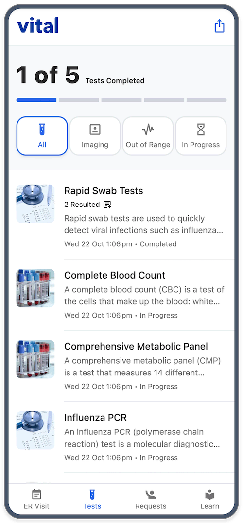 Vital app on mobile phone