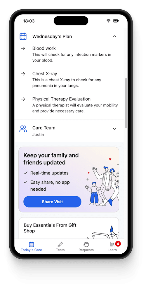 Vital app on mobile phone