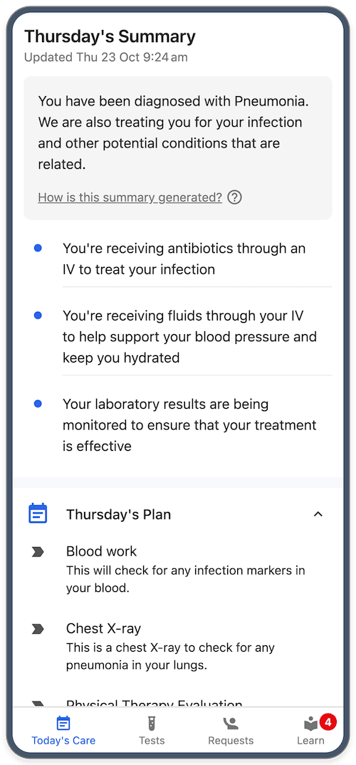 Vital app on mobile phone