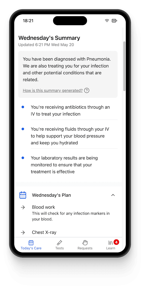 Vital app on mobile phone