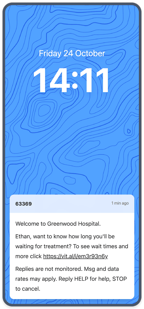 Vital app on mobile phone