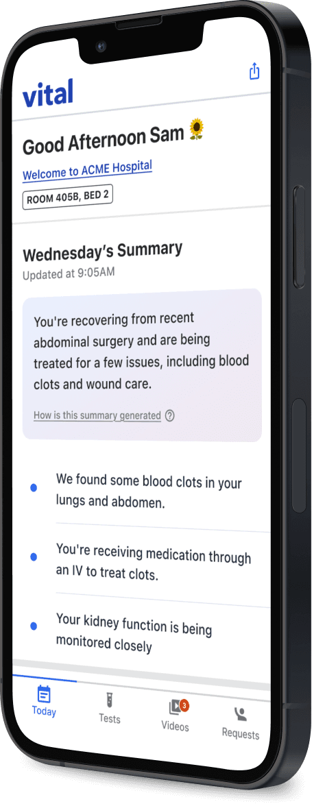 Vital Inpatient displayed on an iPhone