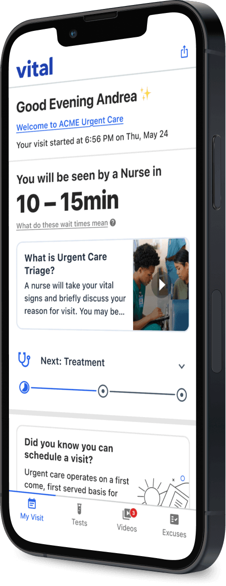 Vital Urgent Care displayed on an iPhone